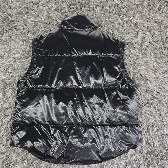 OFFLINE by Aerie Puffer Vest Womens Medium Black Quilted Glossy Zip Pockets - Picture 6 of 6